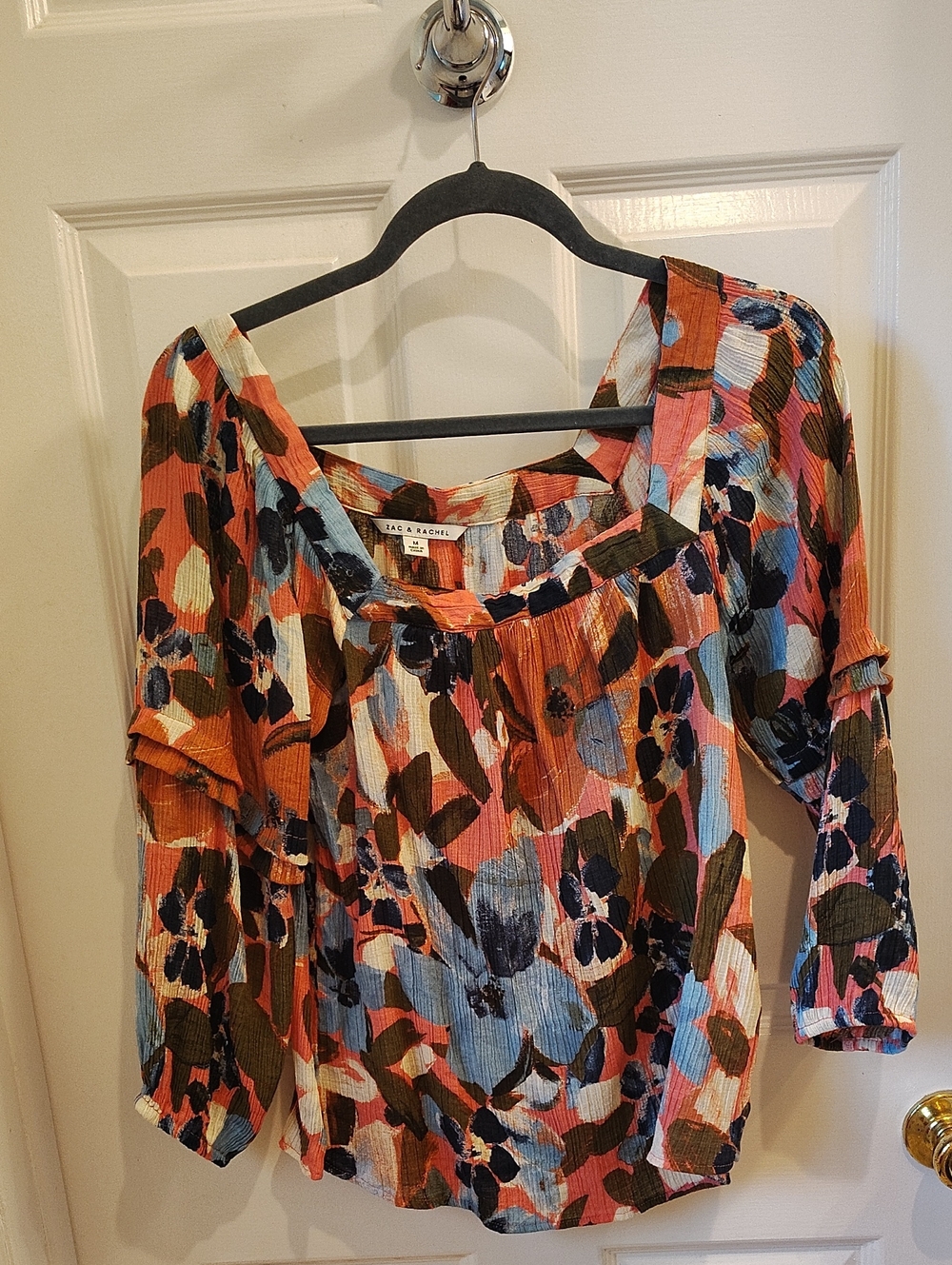 Zac & Rachel Multi-Color Floral Scoop Neck Blouse M